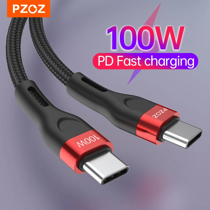 PZOZ PD 5A USB C a USB tipo C Cable 100W carga rápida para iPhone 15 Pro Max MacBook iPad Samsung Xiaomi 60W USBC Cable cargador
