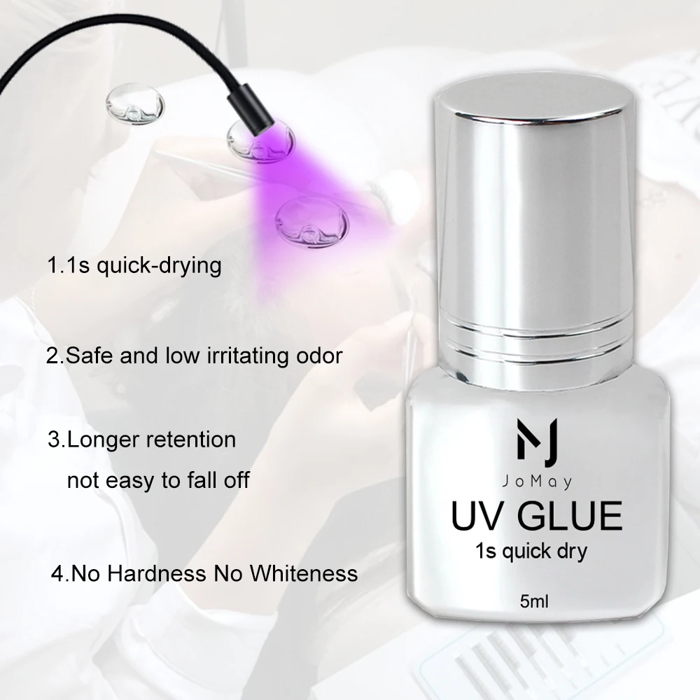 Pegamento para Pestañas JOMAY UV, Pegamento Extra Fuerte para Extensión de Pestañas, Pegamento UV 5ML, Adhesivo Impermeable, 3 Botellas
