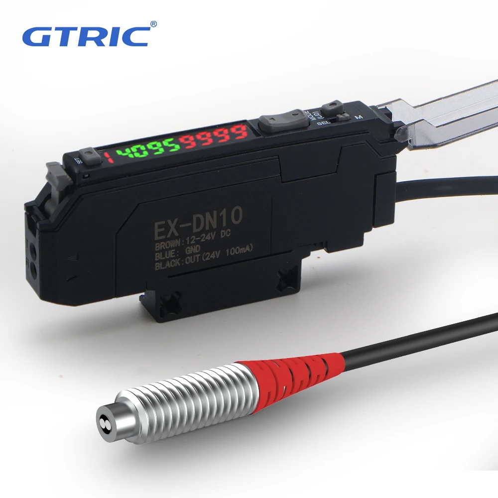 Kit de Sensor de fibra óptica reflectante difuso GTRIC con amplificador separado Sensor fotoeléctrico de alta precisión 12-24V DC NPN NO/NC
