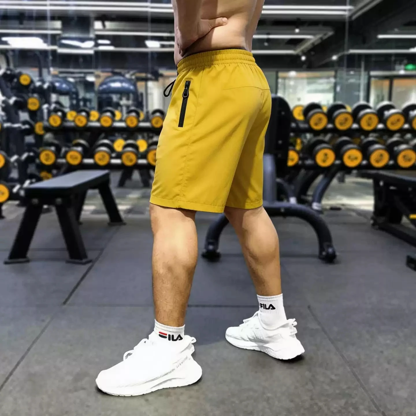 Pantalones cortos de verano para correr, ropa de gimnasio, pantalones cortos deportivos para hombre, impermeables, para tenis, baloncesto, fútbol, entrenamiento, con bolsillo con cremallera.
