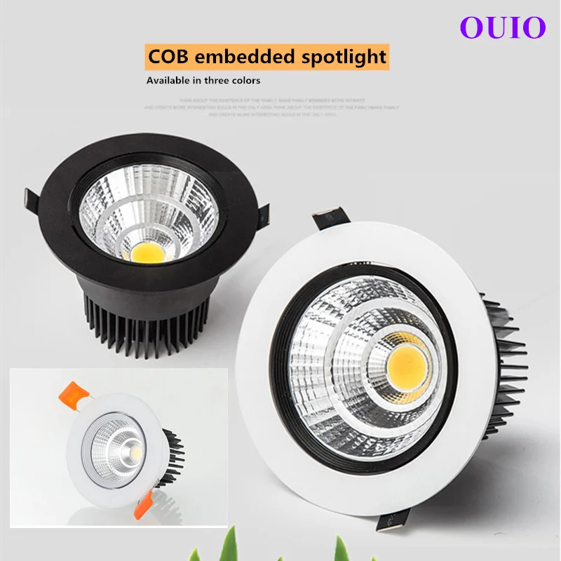 Luces empotradas redondas regulables LED 20W 15W 12W 9W 7W 5W COB lámparas de techo focos AC90 ~ 260V controlador de potencia de iluminación interior