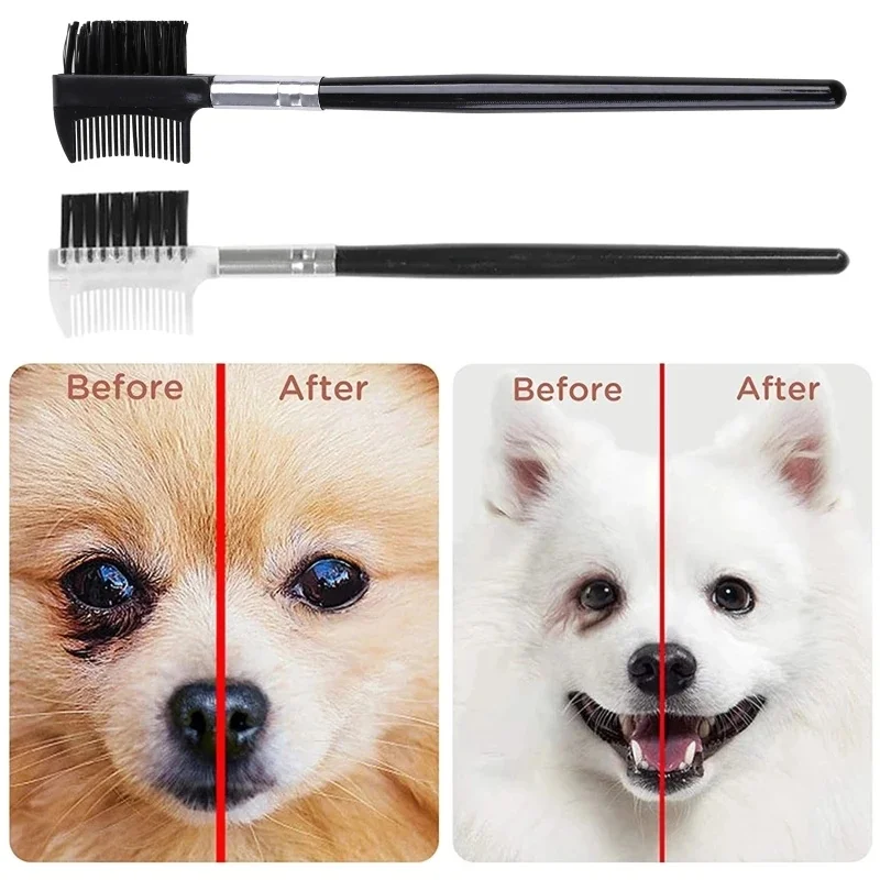 Peine quitamanchas en forma de lágrima, peine para ojos de mascota, cepillo para ojos de perro de doble cara, peines de aseo para perros pequeños, pomeranianos, Chihuahuas