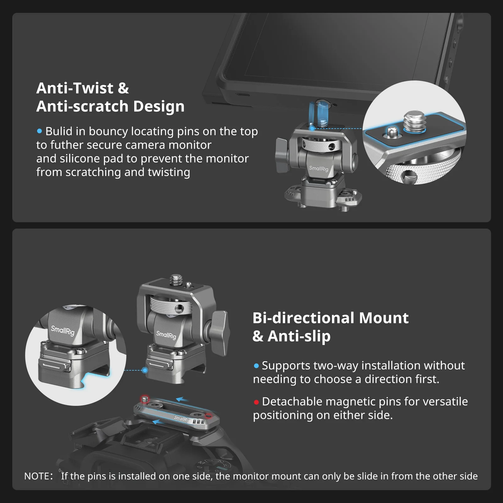 SmallRig HawkLock H21 soporte de Monitor de liberación rápida con abrazadera NATO, cámara giratoria e inclinable ajustable, soporte de Monitor NATO-4487