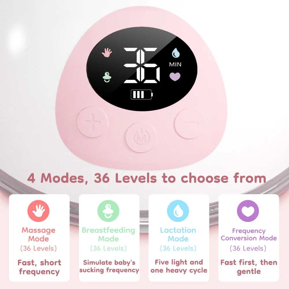 MAMIJOY extractor de leche eléctrico portátil 4 modos 36 niveles de succión manos libres 35dB extractores de leche de bajo ruido lactancia EB50 y EB50D