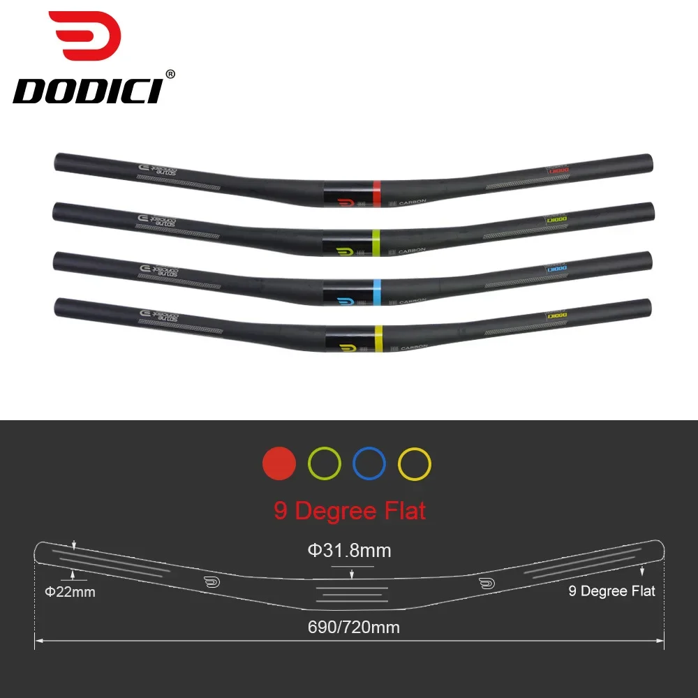 Manillar de Carbono DODICI de 9 Grados para Bicicleta de Montaña, 31.8*690/720/740/760mm, Accesorio para Bicicleta