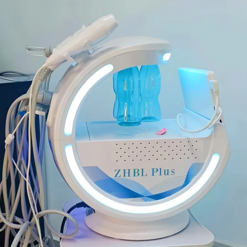 Nueva Máquina de Belleza 7 en 1 para Limpieza Facial Inteligente, Análisis de Piel, Vacío de Poros Profundos, Hidrolifting, Antienvejecimiento, Color Azul Hielo