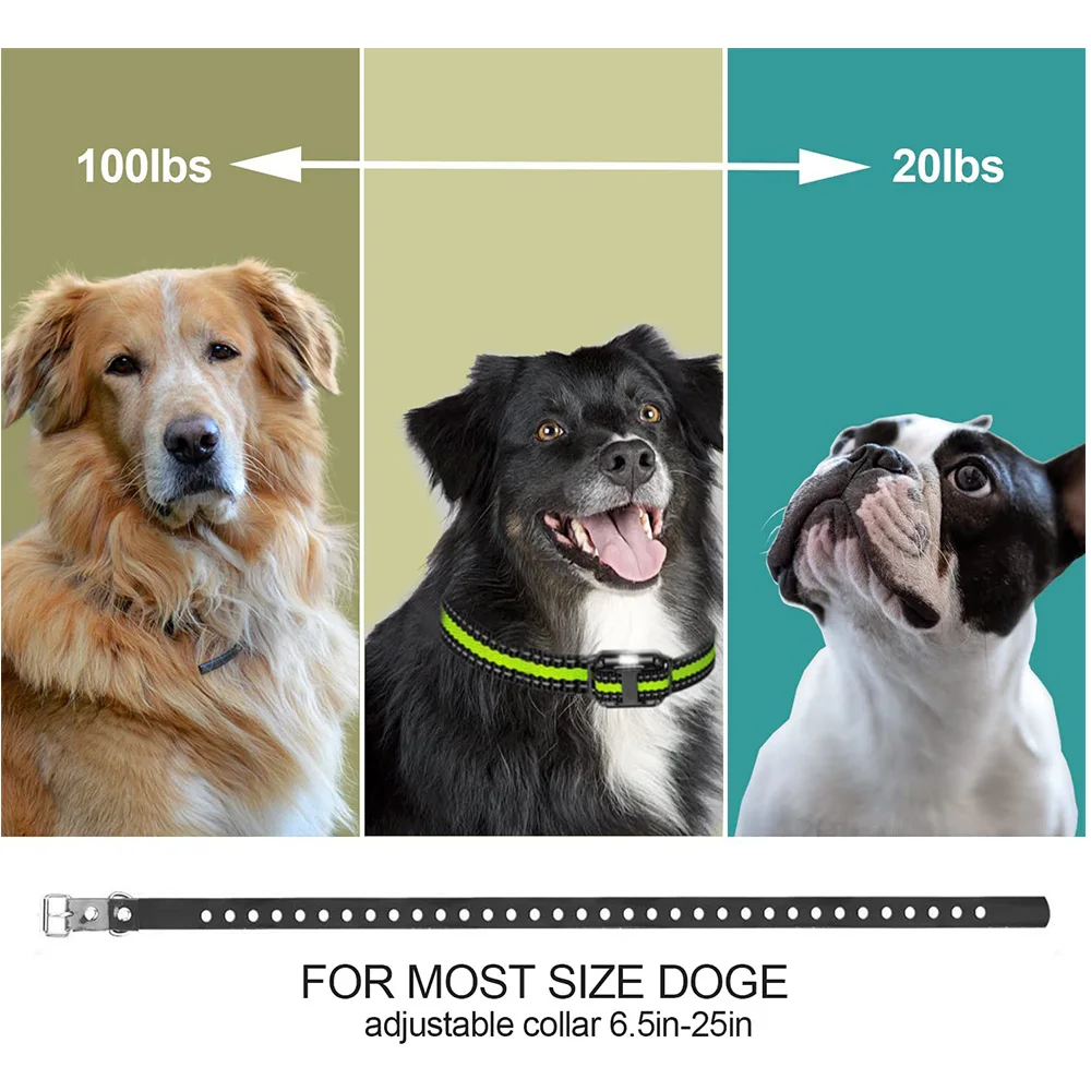 Collar de entrenamiento eléctrico para perros, 800m, corteza desmontable, recargable, antiladridos, vibración, reflectante, para todos los perros y mascotas