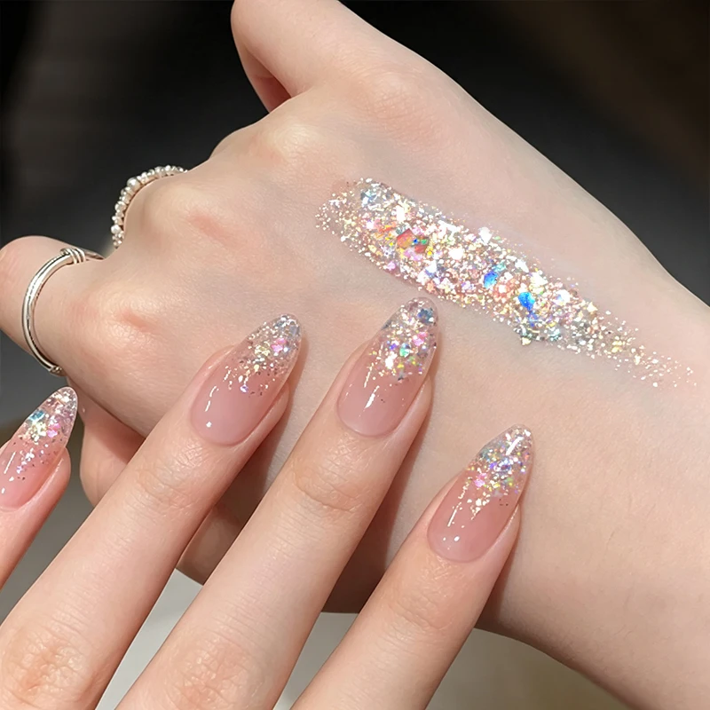 BORN PRETTY 1/2 piezas 5ml Esmalte de Uñas en Gel con Purpurina y Lentejuelas, Barniz Semipermanente Removible LED UV, Suministros para Uñas