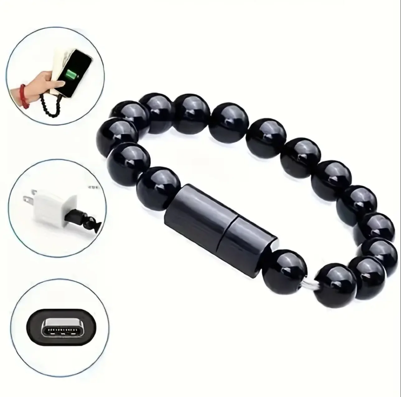 Pulsera cable USB portátil de carga rápida USB Micro tipo C cable cargador para iPhone15 14 13 12 Pro Max X Samsung Xiaomi Huawei