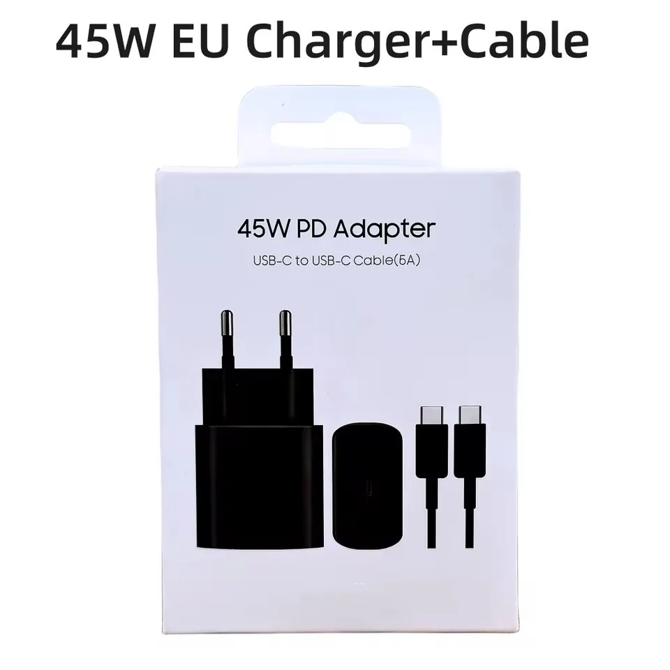 Cargador PD de 45W para Samsung, Adaptador de Carga Súper Rápida para Galaxy S25 S24 S23 S22 S20 S21 Z Flip Fold 7 6 5 4 3 2 A17 A16 A26 A36