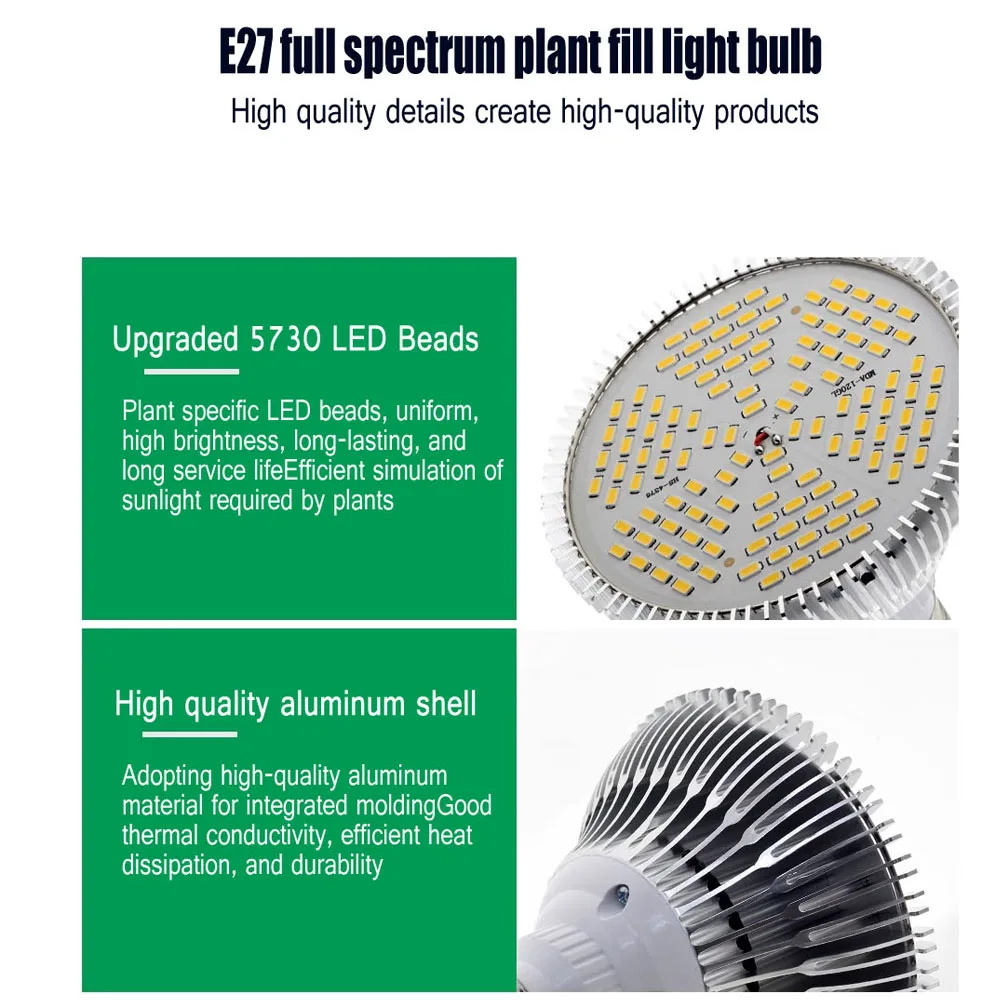 Luz LED suplementaria para plantas E27, plántulas de invernadero, 85-265V, lámpara de cultivo y bombilla de luz suculenta, imitación de espectro completo de sol