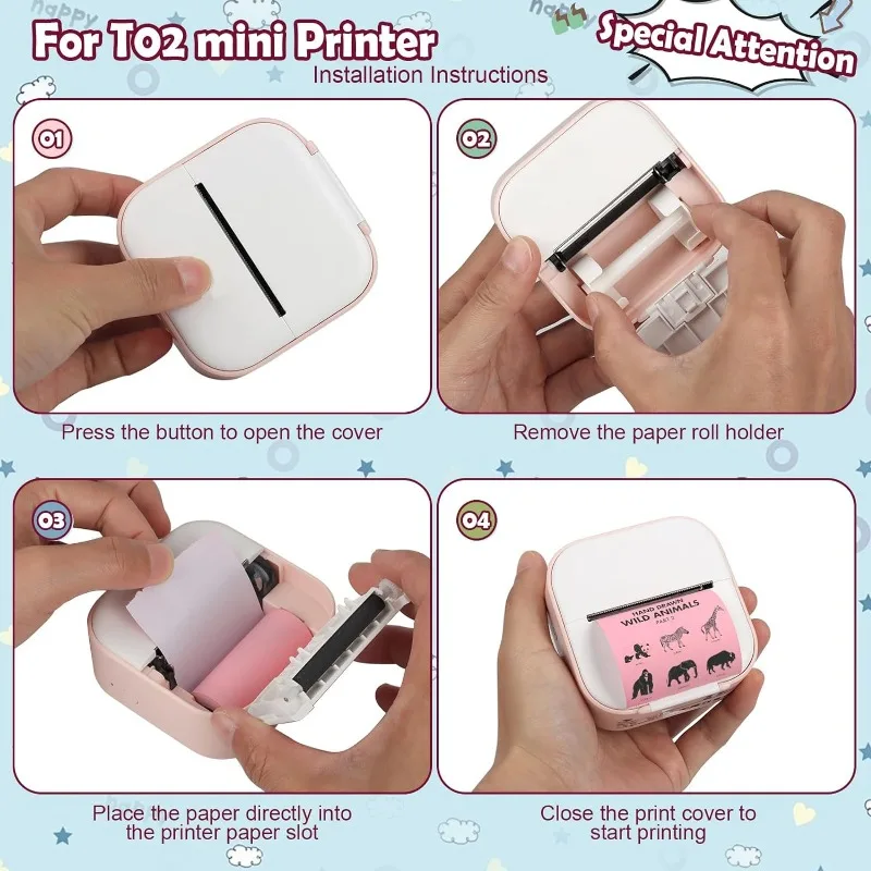 Papel adhesivo para Mini impresora, rollos de papel térmico para T02/M02 y Mini impresora, papel autoadhesivo de Color liso 25X57mm Paperang