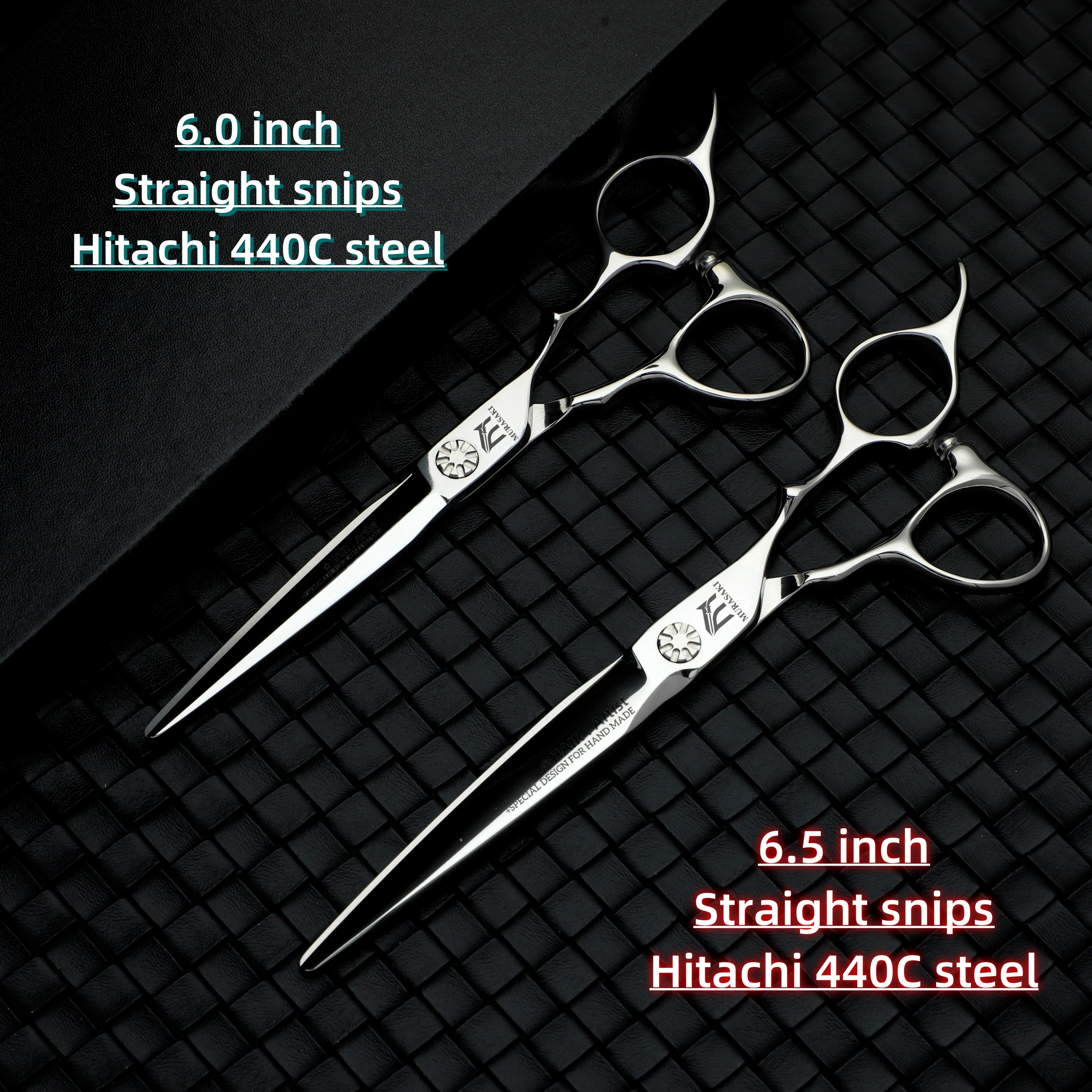 Tijeras de Barbero Profesionales MURASAKI, Tijeras con Hoja Dentada de 6.5-6.8 Pulgadas, Acero Japonés 440C de Alta Calidad para Cortar el Cabello