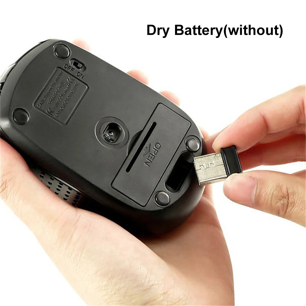 Ratón inalámbrico de 2,4G para juegos, ratón ergonómico con 6 botones, 800-1200-1600 DPI, ratón óptico de oficina para PC, portátil, MacBook