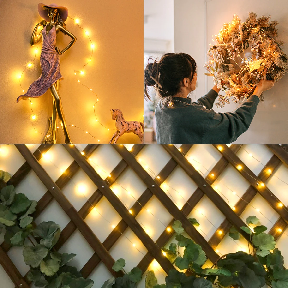 Guirnalda de luces LED de 10M-100M, guirnalda de alambre de cobre, luz de hadas de 110V y 220V, impermeable, para exteriores, jardín, fiesta, boda, decoración navideña