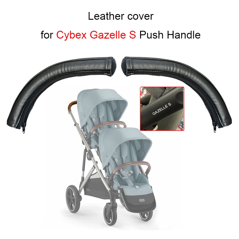 Funda de cuero PU para carrito Cybex Gazelle S, mango de Buggy, barra de empuje, pasamanos para mamá, funda protectora, accesorios para cochecito de bebé DIY