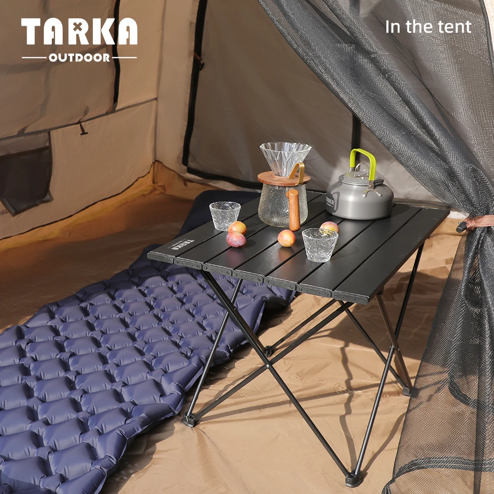 TARKA-mesa plegable para acampar al aire libre, mesa portátil de aluminio ultraligera de alta resistencia para Picnic y barbacoa