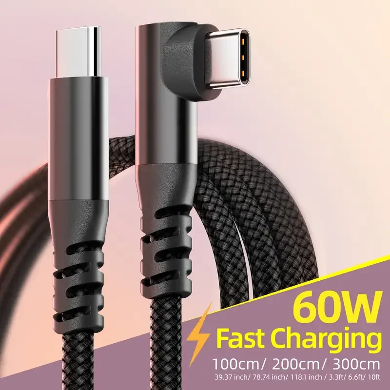 LAIHONEN 1PC Cable USB C 1M 2M 3M 10FT USB C Transferencia de datos 60W PD Cable de carga rápida para iPhone 15 15Plus 15Pro Max