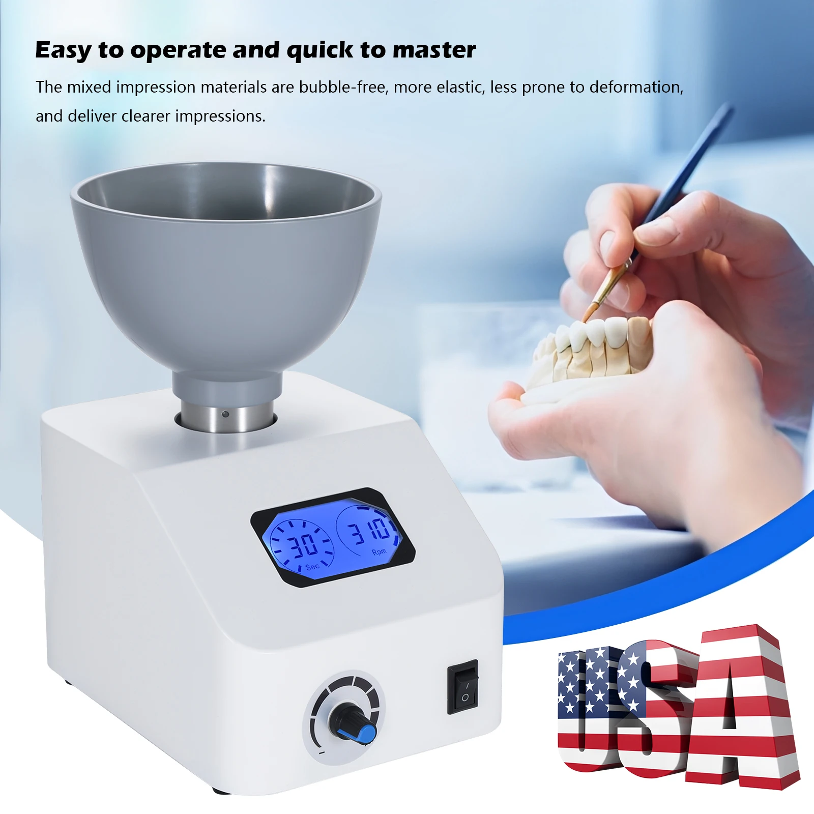 Mezcladora de Alginato para Laboratorio Dental - Mezcladora de Yeso de 300 RPM para Mezclar Materiales de Impresión