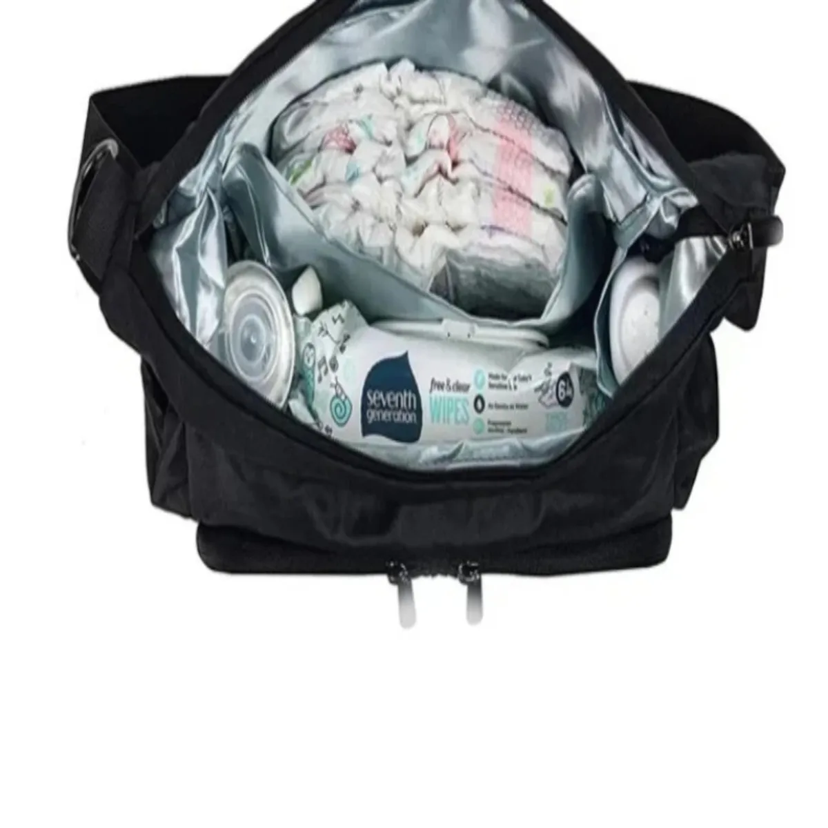 Bolsa de Pañales Portátil para Cochecito de Bebé, Bolsa de Almacenamiento Multifuncional para Cochecito, Negra, Impermeable
