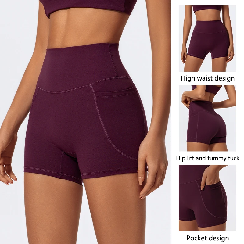 Shorts Deportivos Hearuisavy de Verano con Bolsillos, Leggings de Gimnasio para Mujer, Shorts de Ciclismo de Secado Rápido, Ropa de Yoga, Shorts Deportivos de Cintura Alta