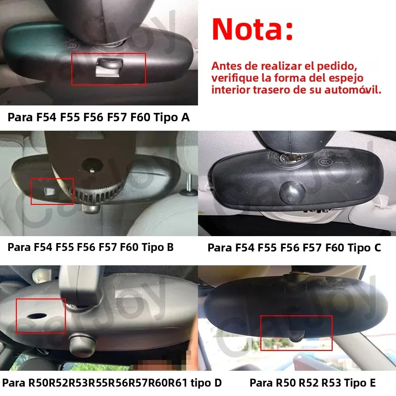 Cubierta para espejo retrovisor Interior de coche, accesorios para MINI One Cooper S JCW R50 R52 R53 R55 R56 R57 R60 F54 F55 F56 F57 F60