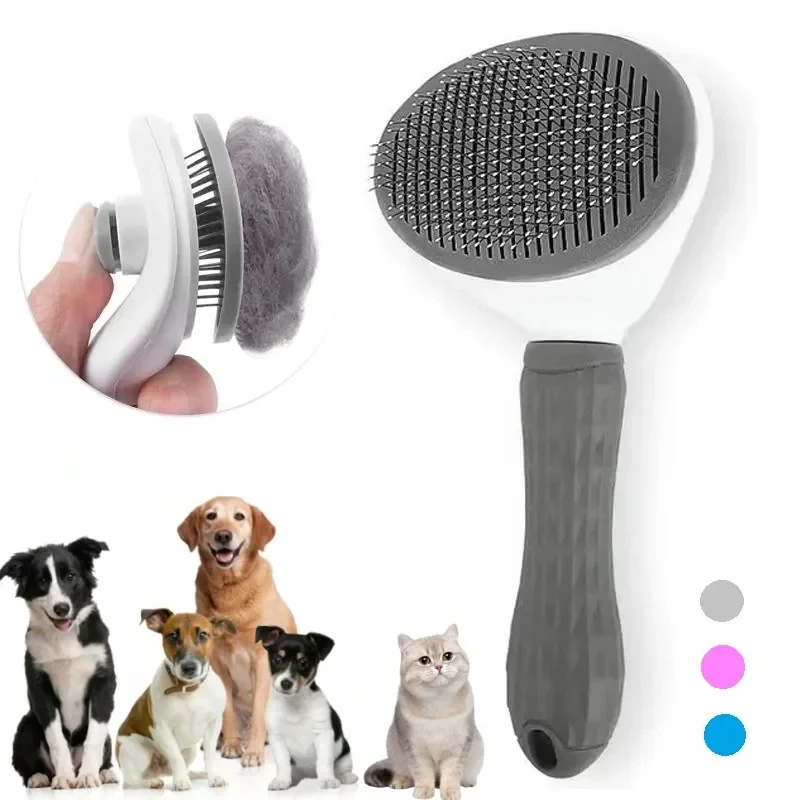 Cepillo para perros y gatos, peine autolimpiante para quitar el pelo de mascotas, herramientas de aseo para perros y gatos, peine para desmastar mascotas, accesorios para perros