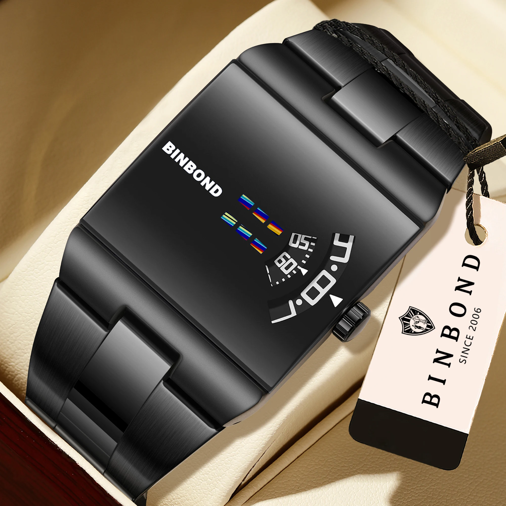Reloj BINBOND de diseño original, resistente al agua, para hombre, reloj de cuarzo preciso, de lujo, deportivo, resistente, informal.