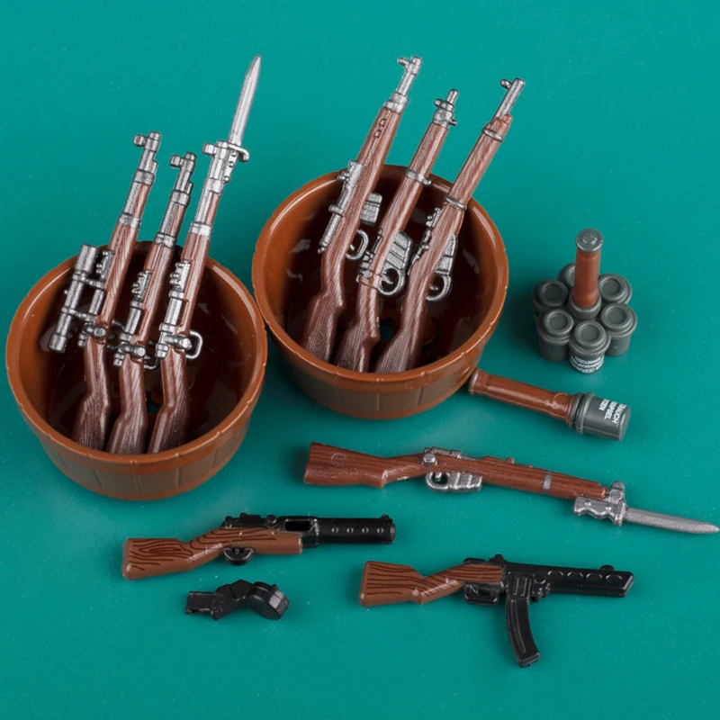 Bloques de Construcción de Madera de Armas Militares de la Segunda Guerra Mundial, Figuras de Soldados, Armas Soviéticas PPSH 98K SMLE IV Mosin G43, Juguetes de Ladrillos, Regalo para Niños