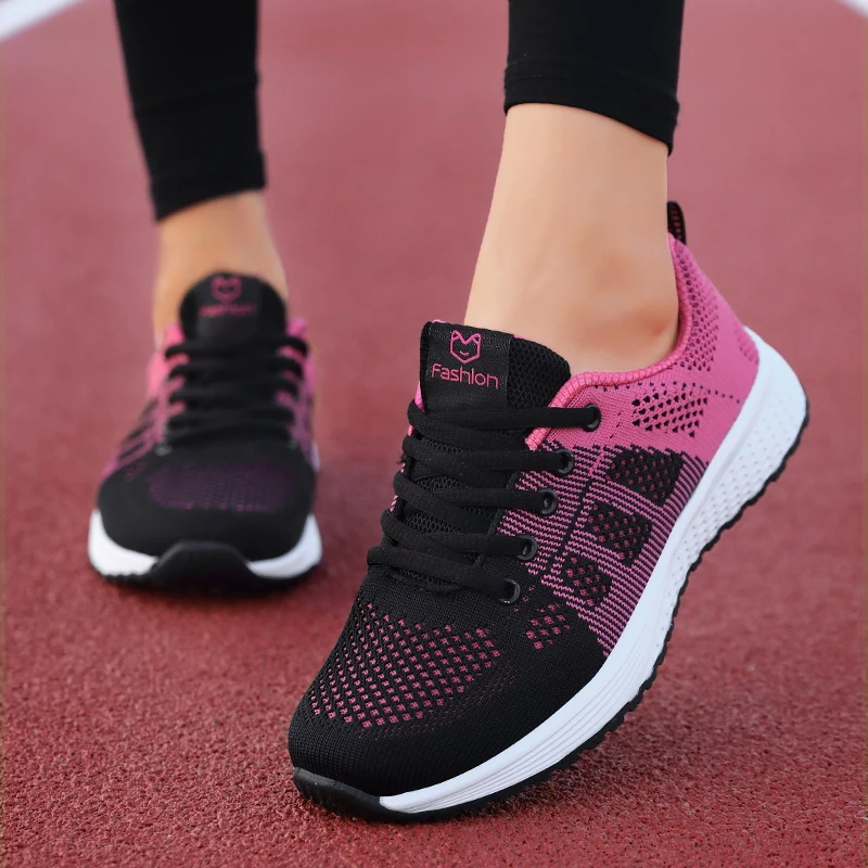 Zapatos deportivos para mujer, zapatillas de plataforma a la moda, zapatos planos para primavera y verano para mujer, zapatos informales de malla para correr y tenis
