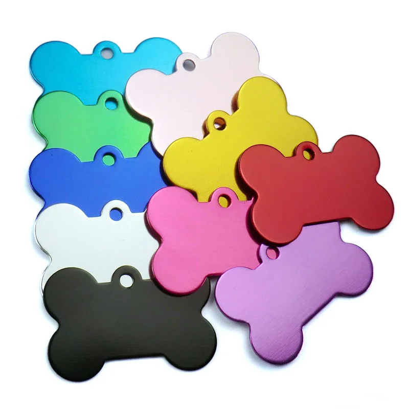 Venta al por mayor de 100 piezas de etiquetas de identificación para perros, etiquetas de hueso grabadas con láser, placas de nombre personalizadas, etiquetas de identificación con nombre personalizado, colgantes para perros, etiquetas para mascotas.