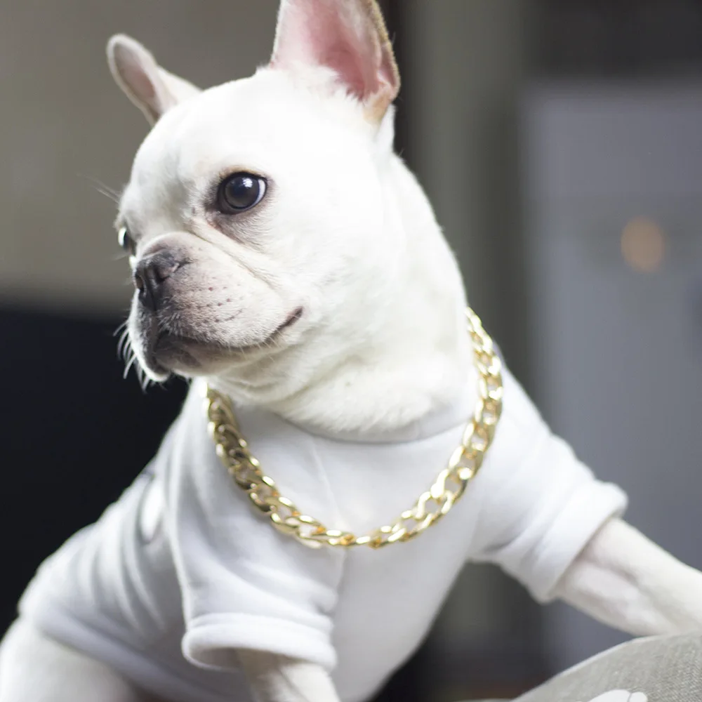 Collar de perro de lujo, Collar dorado para mascotas, gargantilla de cadena para perro, Bulldog Pitbull, Teddy, Bulldog Francés, Collar de Metal, productos de joyería para mascotas