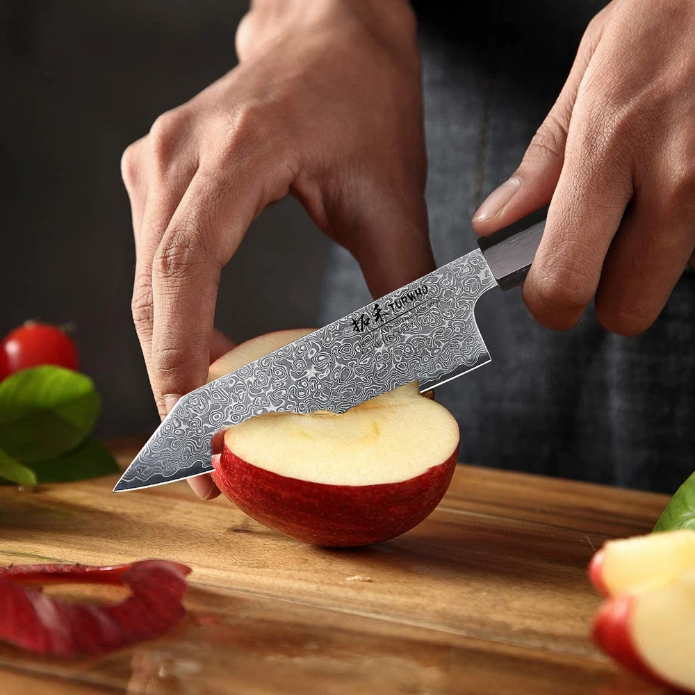 TURWHO-cuchillo de cocina de 5 ", cuchillos de Chef de acero damasco forjado a mano japonés, pelador de carne vegetal, cuchillo de fruta, herramientas de cocina
