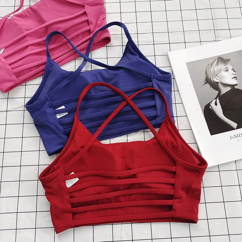 Sujetador deportivo sexy con espalda cruzada y tirantes finos para mujer - Yoga Correr Fitness Gimnasio Entrenamiento Top al aire libre