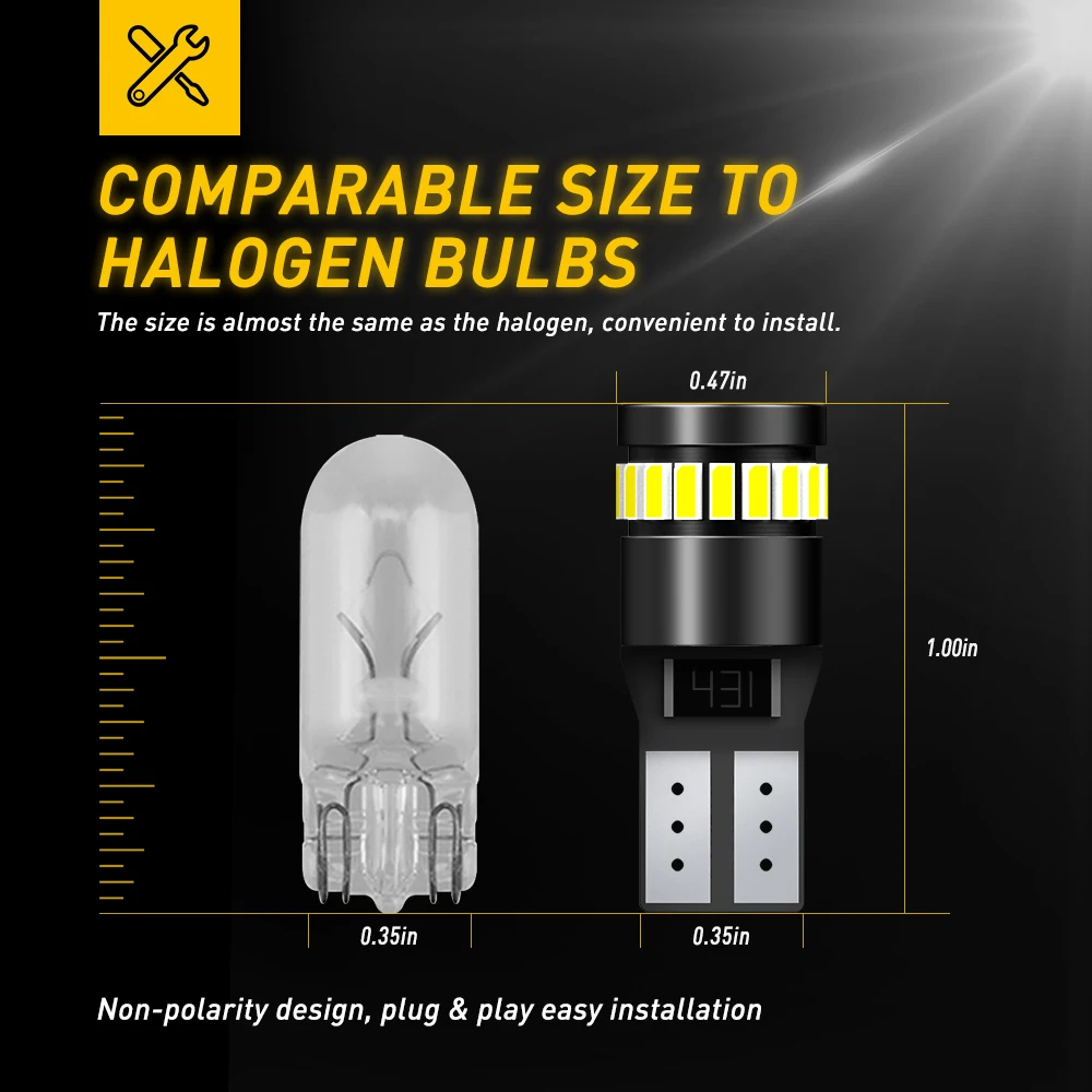AUXITO 10 Uds W5W LED T10 bombillas LED Canbus posición de estacionamiento luces de liquidación Interior mapa cúpula lámpara de lectura 12V blanco