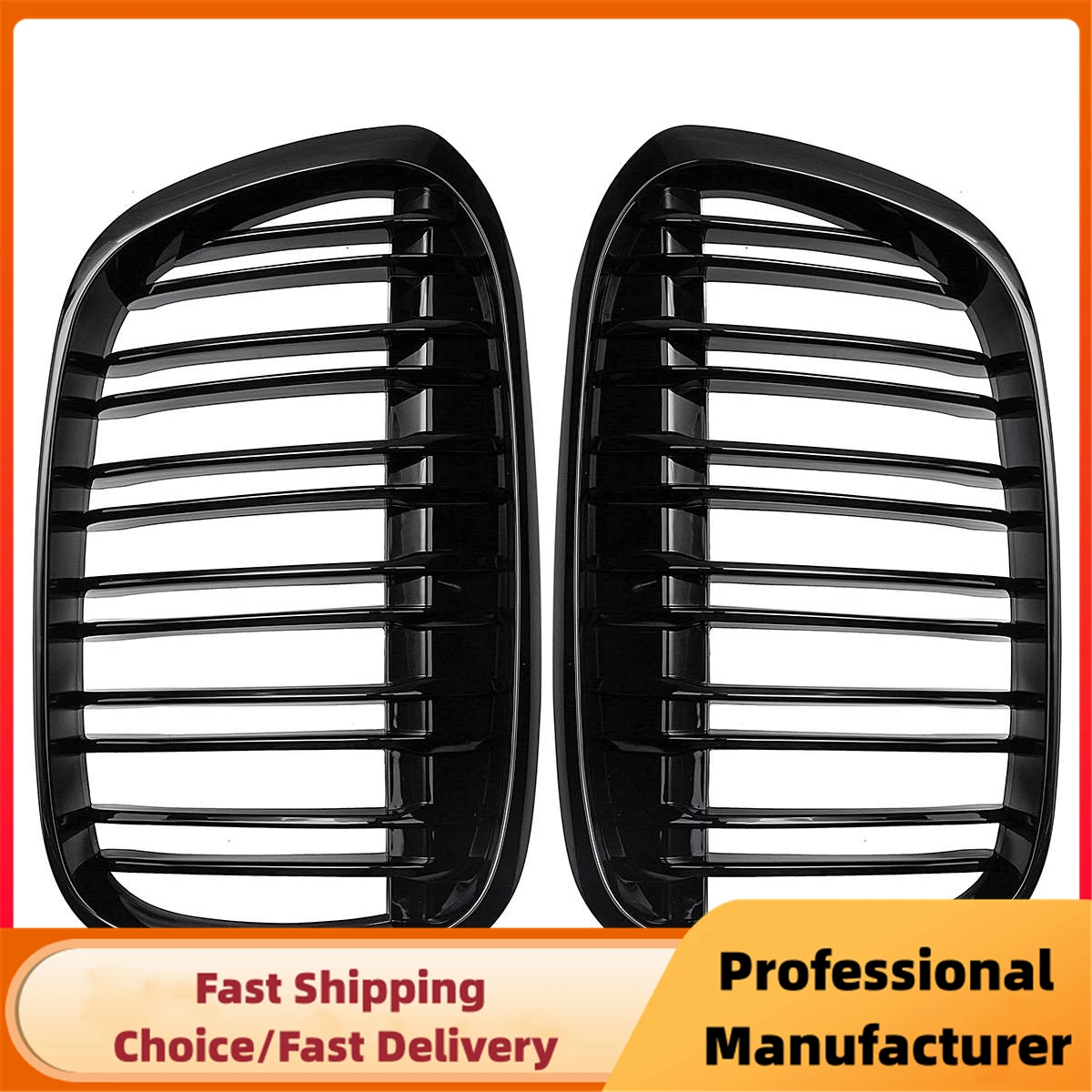 Rejillas de parrilla de riñón de parachoques delantero de coche de doble línea para BMW X1 F48 F49 2016 2017 2018 2019 2020 M estilo rejilla de carreras negro brillante