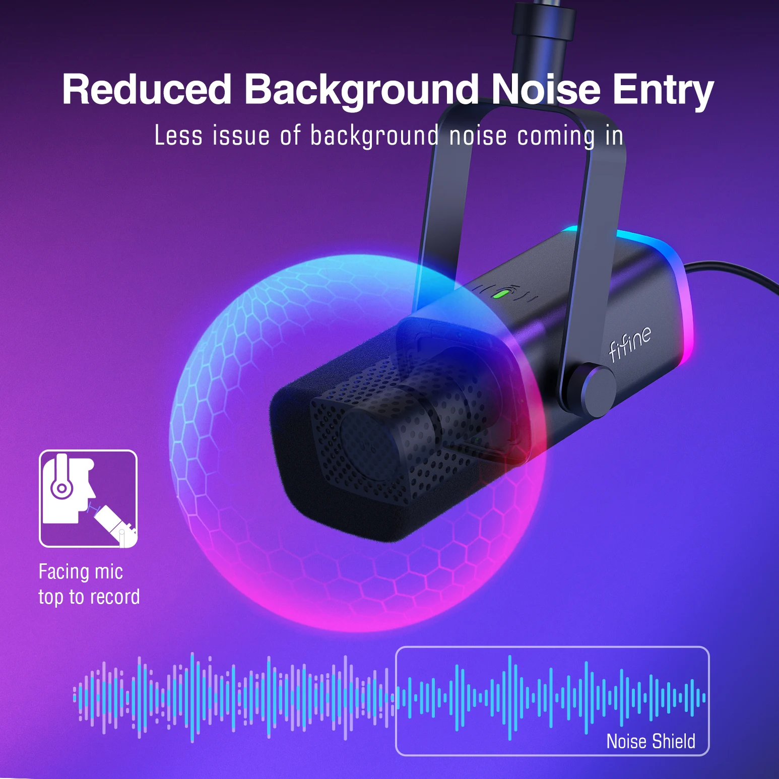 Kit de micrófono para juegos FIFINE XLR/USB con conector para auriculares/silencio/RGB/soporte de brazo, juego de micrófono dinámico para PC PS5/4 mezclador amplificador AM8T