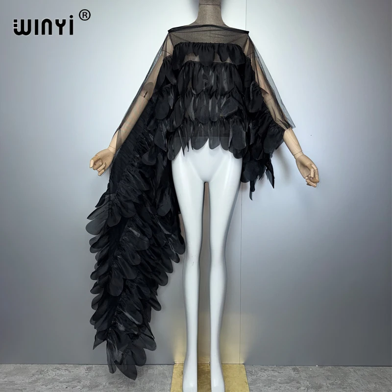 WINYI Capa de Verano Sexy para Mujer, Top de Manga Irregular, Monocolor, Poncho de Moda