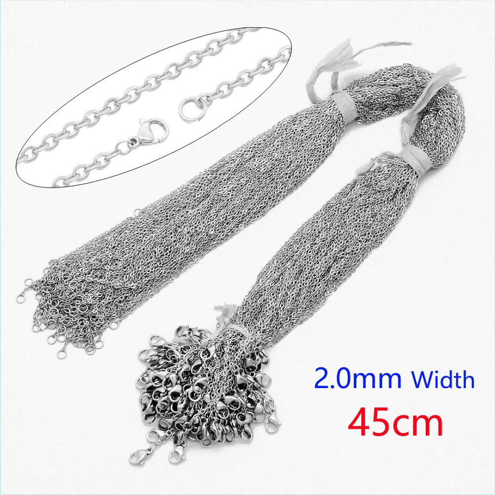 Lote de 100 cadenas de acero inoxidable 316L de 40-55 cm, tipo Rolo O, que no se desvanecen, para collares, venta al por mayor, para mujeres, manualidades, joyería DIY
