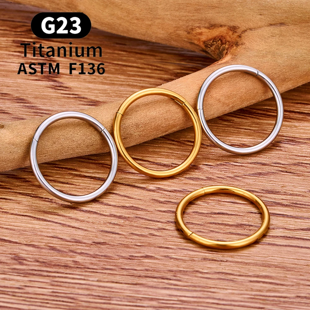 10/50 Uds ASTM F136 anillo de titanio para la nariz con bisagras Clicker segmento tabique aro mujeres hombres cartílago de la oreja pendiente de hélice joyería Piercing