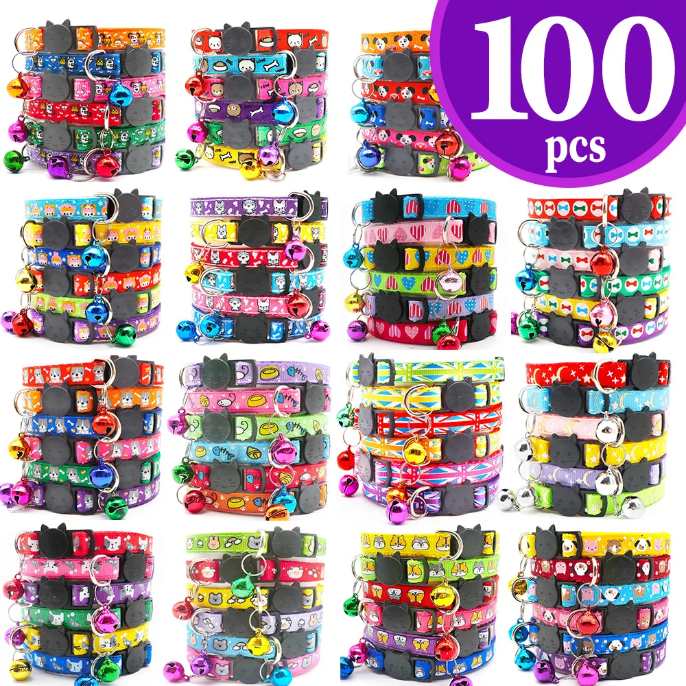 100 Uds Collar para perros Collar de gato gargantilla de entrenamiento cuello personalizado dibujos animados impreso etiqueta de identificación de perro accesorios antipérdida