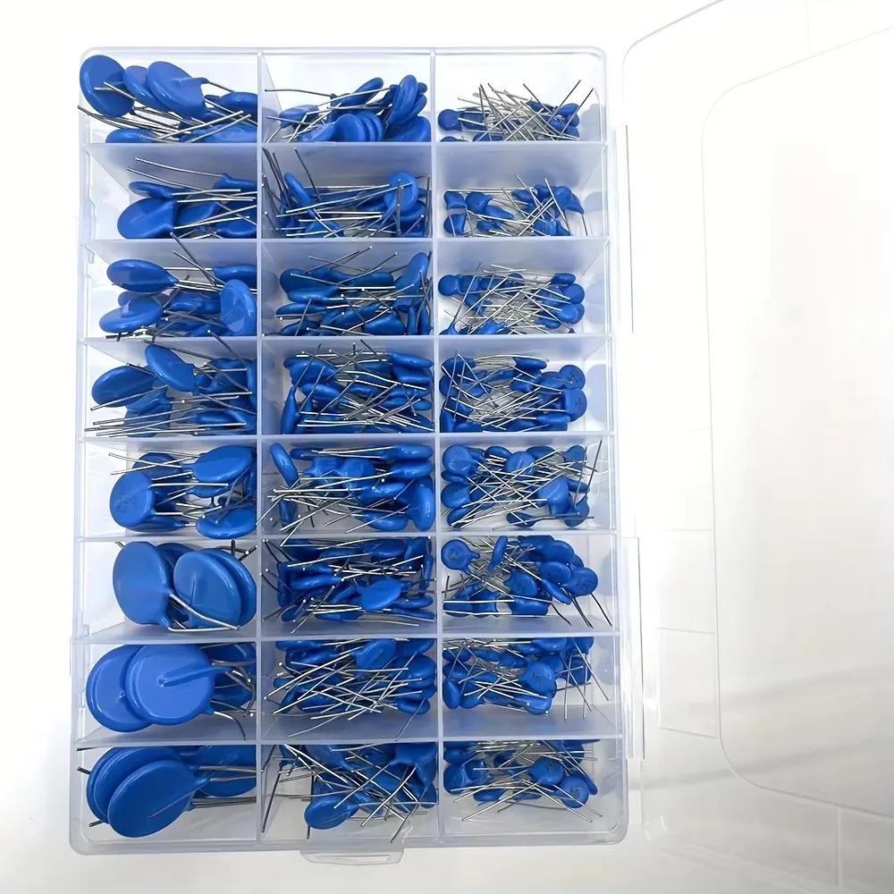 Kit Surtido de Varistores y Resistores 5D330K~20D471K, 24 Valores: 5D471K, 7D431K, 7D361K, 10D390K, 10D181K, 14D821K, 14D431K, 20D (Caja)