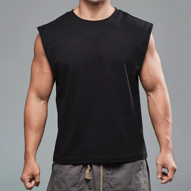 Camiseta de algodón Sprort, camisetas ajustadas de culturismo, camisetas sin mangas, camiseta de entrenamiento para gimnasio, ropa deportiva para hombre, camiseta holgada de verano para hombre