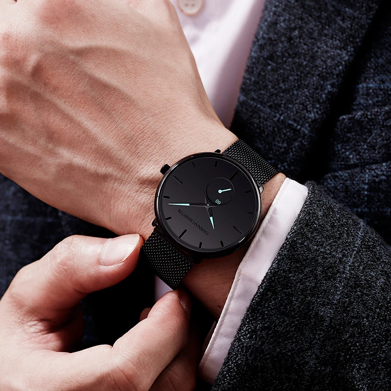 Reloj de Pulsera para Hombre, Diseño Simple y Moderno, Caja de 40 mm, Resistente al Agua, Correa de Acero Inoxidable, Esfera Pequeña, Cuarzo, Relogio Masculino