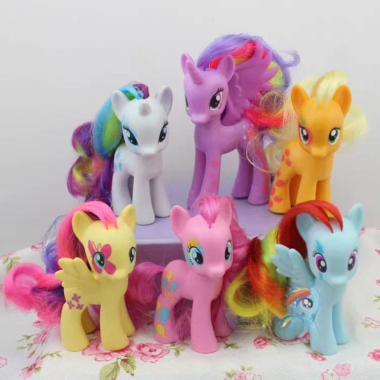 Figuras originales de Anime Hasbro My Little Pony, lindo Twilight Sparkle Rainbow Fluttershy Pinkie Pie, modelo de juguete para regalo