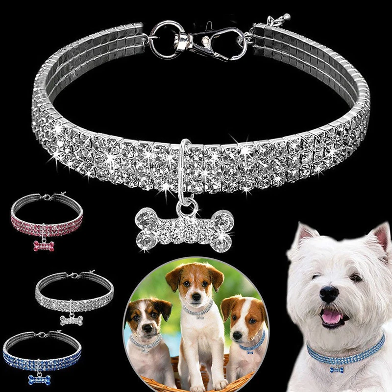 Collar para Cachorros y Perros, Joyería de Cristal con Pedrería, Ajustable, con Texto Grabado, para Chihuahua, GXQ08