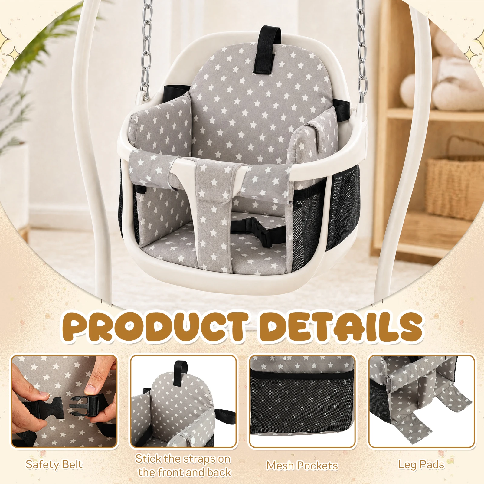 Fundas para sillas altas de bebé, asiento para carrito de compras, espuma transpirable para silla infantil, cojines cómodos, funda de tela para asiento