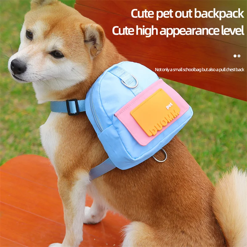 Mochila escolar para perros pequeños, mochila de gran espacio Shiba Inu, arnés, suministros para exteriores, accesorios, bolsas para aperitivos