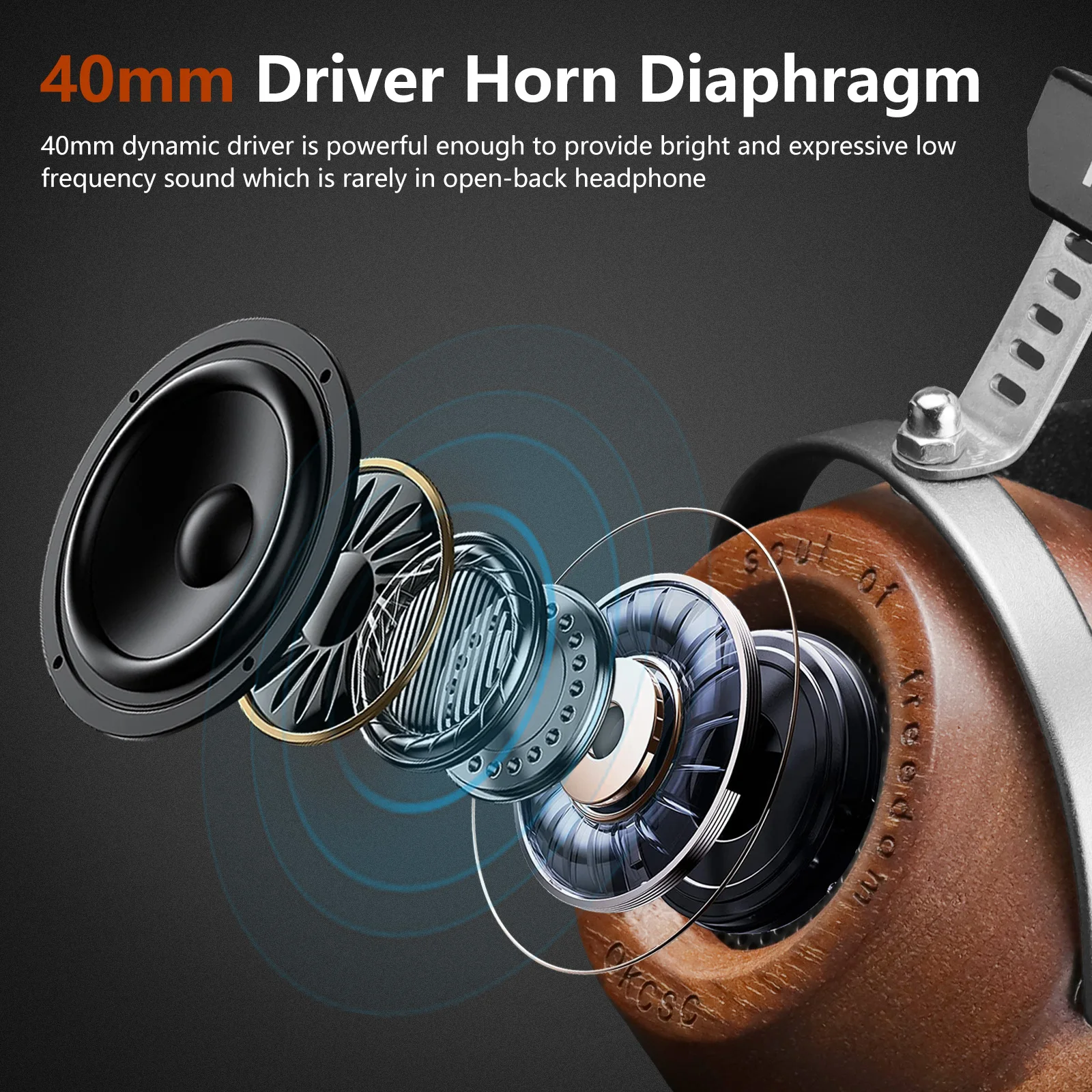 OKCSC-auriculares de madera M1 HiFi, cascos estéreo DIY, parte trasera semiabierta, controlador de 57mm, 3,5mm, desmontable, estilo Retro-Vintage