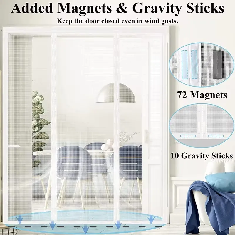 Mosquitera magnética para puerta, cortina de malla Invisible con cierre automático para cocina, sala de estar interior